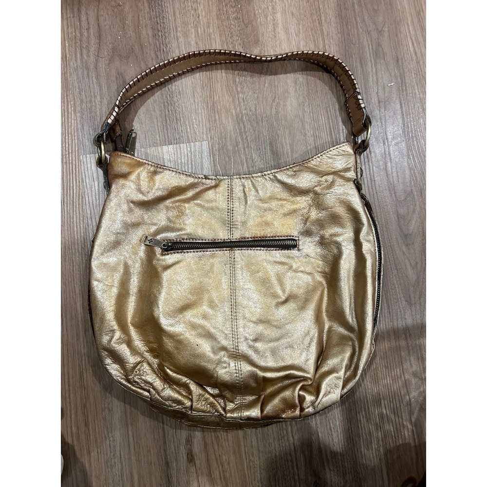 Patricia Nash Gold Shoulder Handbag Velvet Interior - Picture 5 of 8